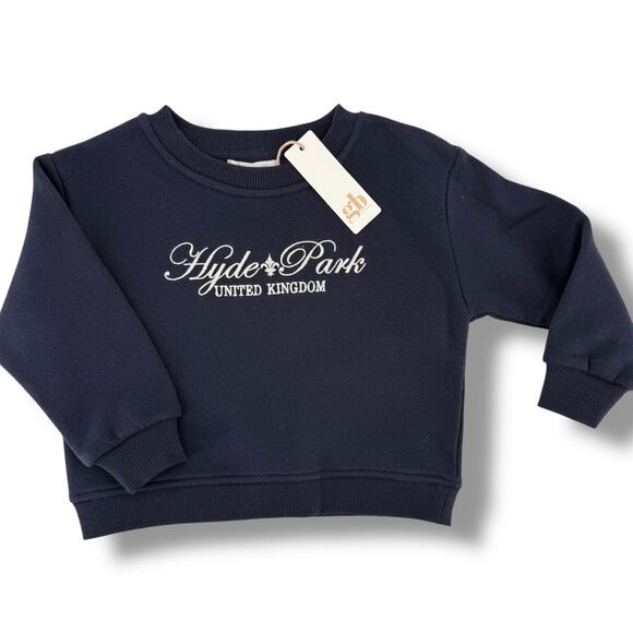 GB Hyde Park United Kingdom Embroidered Sweatshirt Girls Size 4 Blue UK - Picture 1 of 5